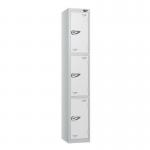3 Tier - Steel Locker Flat Top - Pearlsilver Bodywhite Door - Combi Lock - H 1800 X W 300 X D 300 437243