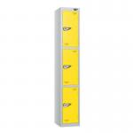 3 Tier - Steel Locker Flat Top - Pearlsilver Bodyyellow Door - Combi Lock - H 1800 X W 300 X D 300 437248