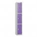 3 Tier - Steel Locker Flat Top - Pearlsilver Bodyvoilet Door - Combi Lock - H 1800 X W 300 X D 300 437250