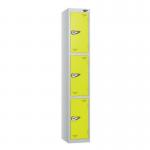 3 Tier - Steel Locker Flat Top - Pearl Silverbodylime Green Door - Combi Lock H 1800 X W 300 X D 300 437253
