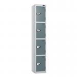 4 Tier - Steel Locker Flat Top - Pearl Silverbodyslate Grey Door - Combi Lock H 1800 X W 300 X D 300 437254