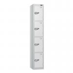 4 Tier - Steel Locker Flat Top - Pearlsilver Bodywhite Door - Combi Lock - H 1800 X W 300 X D 300 437256