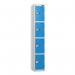 4 Tier - Steel Locker Flat Top - Pearlsilver Bodycobalt Door - Combi Lock - H 1800 X W 300 X D 300 437257