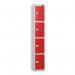 4 Tier - Steel Locker Flat Top - Pearlsilver Bodyred Door - Combi Lock - H 1800 X W 300 X D 300 437258