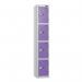 4 Tier - Steel Locker Flat Top - Pearlsilver Bodyvoilet Door - Combi Lock - H 1800 X W 300 X D 300 437263