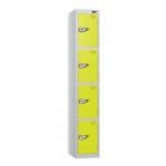 4 Tier - Steel Locker Flat Top - Pearl Silverbodylime Green Door - Combi Lock H 1800 X W 300 X D 300 437266