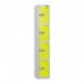 4 Tier - Steel Locker Flat Top - Pearl Silverbodylime Green Door - Combi Lock H 1800 X W 300 X D 300 437266