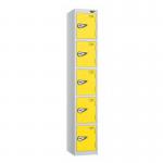 5 Tier - Steel Locker Flat Top - Pearlsilver Bodyyellow Door - Combi Lock - H 1800 X W 300 X D 300 437274