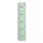 5 Tier - Steel Locker Flat Top - Pearl Silverbodymint Green Door - Combi Lock H 1800 X W 300 X D 300 437278