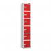 6 Tier - Steel Locker Flat Top - Pearlsilver Bodyred Door - Combi Lock - H 1800 X W 300 X D 300 437284