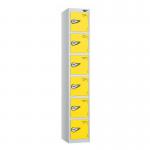 6 Tier - Steel Locker Flat Top - Pearlsilver Bodyyellow Door - Combi Lock - H 1800 X W 300 X D 300 437287