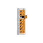 1005 X 180 X 250, 8 Tier Phone Chargingmini Locker Cam Locks 3 Pin Silvermagma Orange 437314