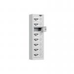 1005 X 180 X 250, 8 Tier Phone Chargingmini Locker Cam Locks 3 Pin Silverwhite 437315