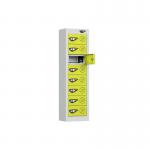 1005 X 250 X 180, 8 Tier Phone Chargingmini Locker Cam Locks 3 Pin Silverlime 437316
