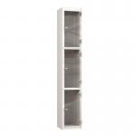 3 Tier Full Clear Door Locker,1800 X 300 X 300 Silver Body, Cam Locks 437472