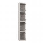 4 Tier Full Clear Door Locker,1800 X 300 X 300 Silver Body, Cam Locks 437473