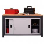 Sliding Door Heavy Duty Workbench- H.840 W.1200 D.600 mm - Linoleum Worktop 437484