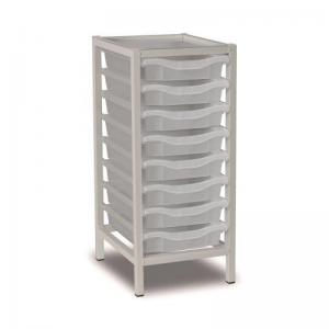 Single Column Static Storage Unit - White With 8 Single Translucent