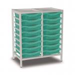Double Column Static Storageunit - White with 16 Single Aqua Trays 437555