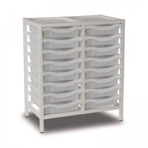 Double Column Static Storage Unit - White With 16 Single Translucent