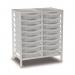 Double Column Static Storageunit - White with 16 Single Translucent Trays 437556