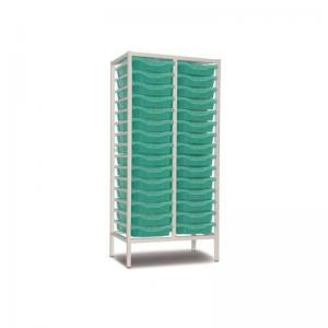 Double Column Static Storage Unit - White With 30 Single Aqua Trays