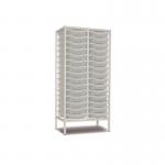 Double Column Static Storageunit - White with 30 Single Translucent Trays 437558