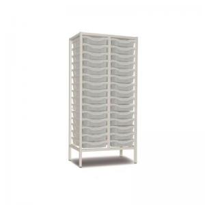 Double Column Static Storage Unit - White With 30 Single Translucent