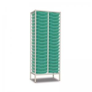 Double Column Static Storage Unit - White With 38 Single Aqua Trays