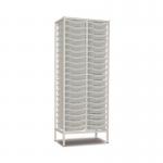 Double Column Static Storageunit - White with 38 Single Translucent Trays 437560