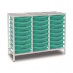 Triple Column Static Storageunit - White with 24 Single Aqua Trays 437561