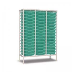 Triple Column Static Storage Unit - White With 45 Single Aqua Trays