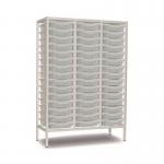 Triple Column Static Storageunit - White with 45 Single Translucent Trays 437564
