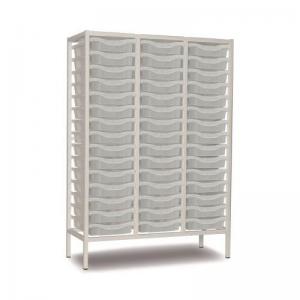 Triple Column Static Storage Unit - White With 45 Single Translucent