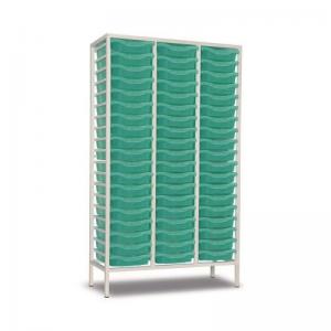 Triple Column Static Storage Unit - White With 57 Single Aqua Trays