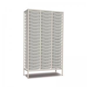 Triple Column Static Storage Unit - White With 57 Single Translucent