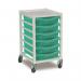 Single Column Storage Trolley- White with 6 Single Aqua Green Trays 437567
