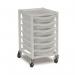 Single Column Storage Trolley- White with 6 Single Translucent Trays 437568