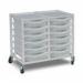 Double Column Storage Trolley- White with 12 Single Translucent Trays 437570