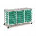 Triple Column Storage Trolley- White with 18 Single Aqua Green Trays 437571