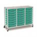 Triple Column Storage Trolley- White with 24 Single Aqua Green Trays 437573