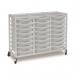 Triple Column Storage Trolley- White with 24 Single Translucent Trays 437574