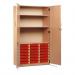 Storage Cupboard, Beech Effectwith 21 Single Sized Trays in Red 437617