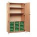 Storage Cupboard, Beech Effectwith 21 Single Sized Trays in Green 437618
