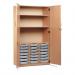 Storage Cupboard, Beech Effectwith 21 Single Sized Trays in Light Grey 437619