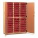 Storage Cupboard, Beech Effectwith 48 Single Sized Trays in Red 437622