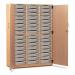 Storage Cupboard, Beech Effectwith 48 Single Sized Trays in Light Grey 437624