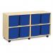 Quad Column Mobile Storage Unit- Beech Effect with 8 Quad Sized Blue Trays 437626