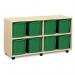 Quad Column Mobile Storage Unit- Beech Effect with 8 Quad Sized Green Trays 437628