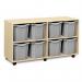 Quad Column Mobile Storage Unit- Beech Effect with 8 Quad Sized Light Grey Trays 437629
